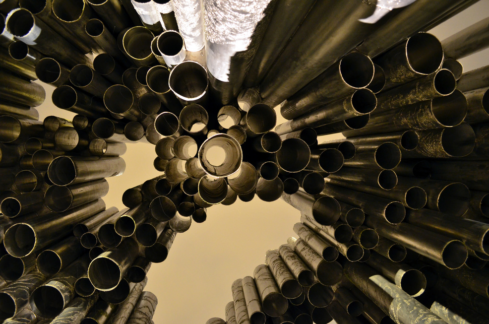 Pipes monument bottom up view. The Sibelius Monument